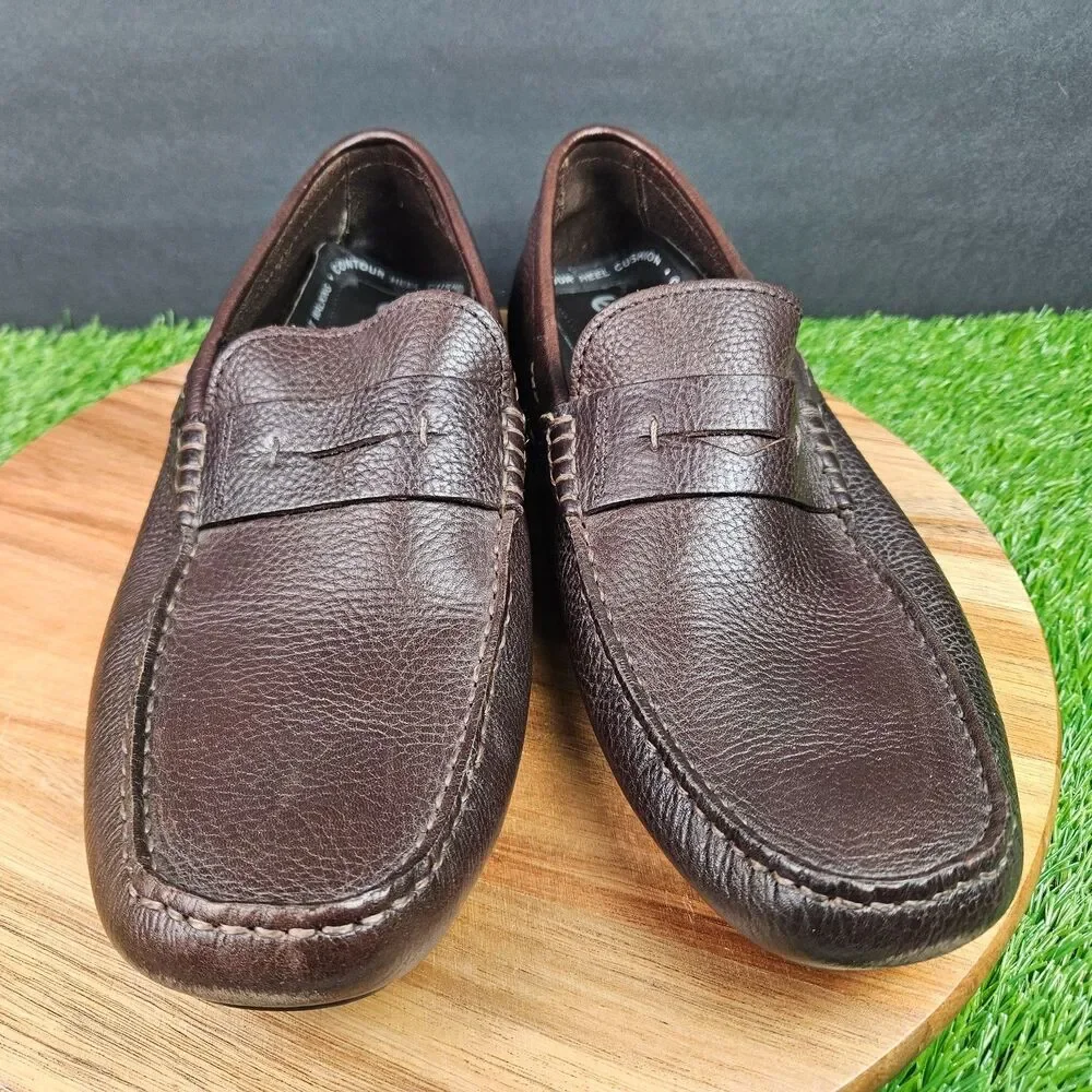 ECCO Driving Moccasin Penny Loafers Brown Leather Men's EU 44 / US 10-10.5